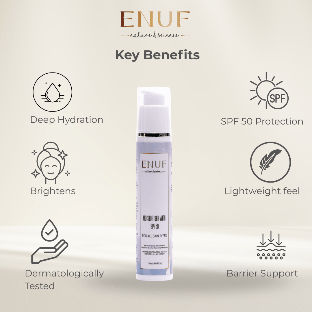 sun protection moisturiser for oily combination skin ENUF Nature & Science