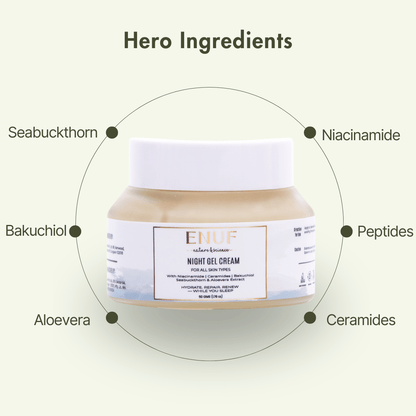gel cream moisturiser for nighttime skincare routine ENUF