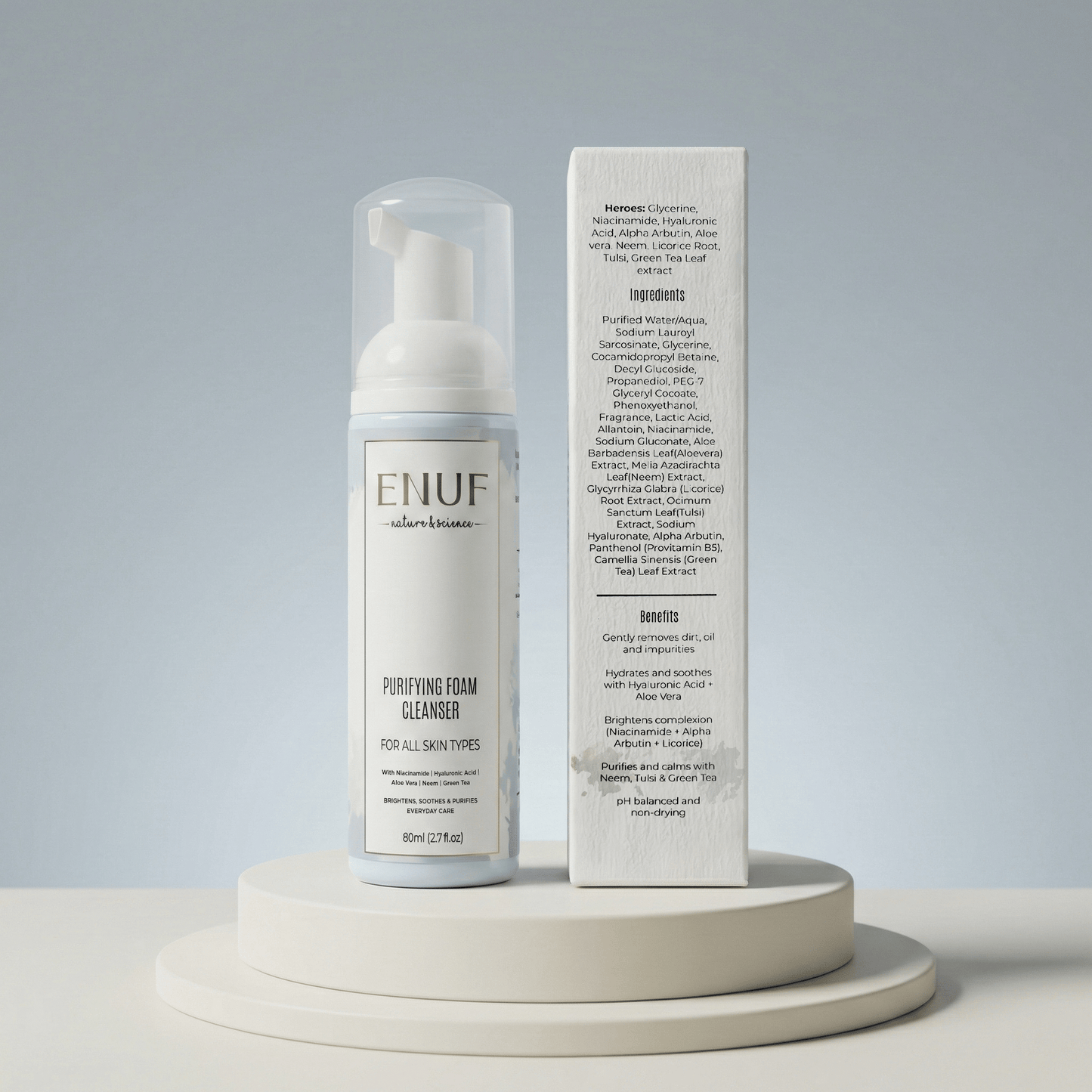 purifying foam face wash removing pollution oil dirt for clear skin ENUF cleanser