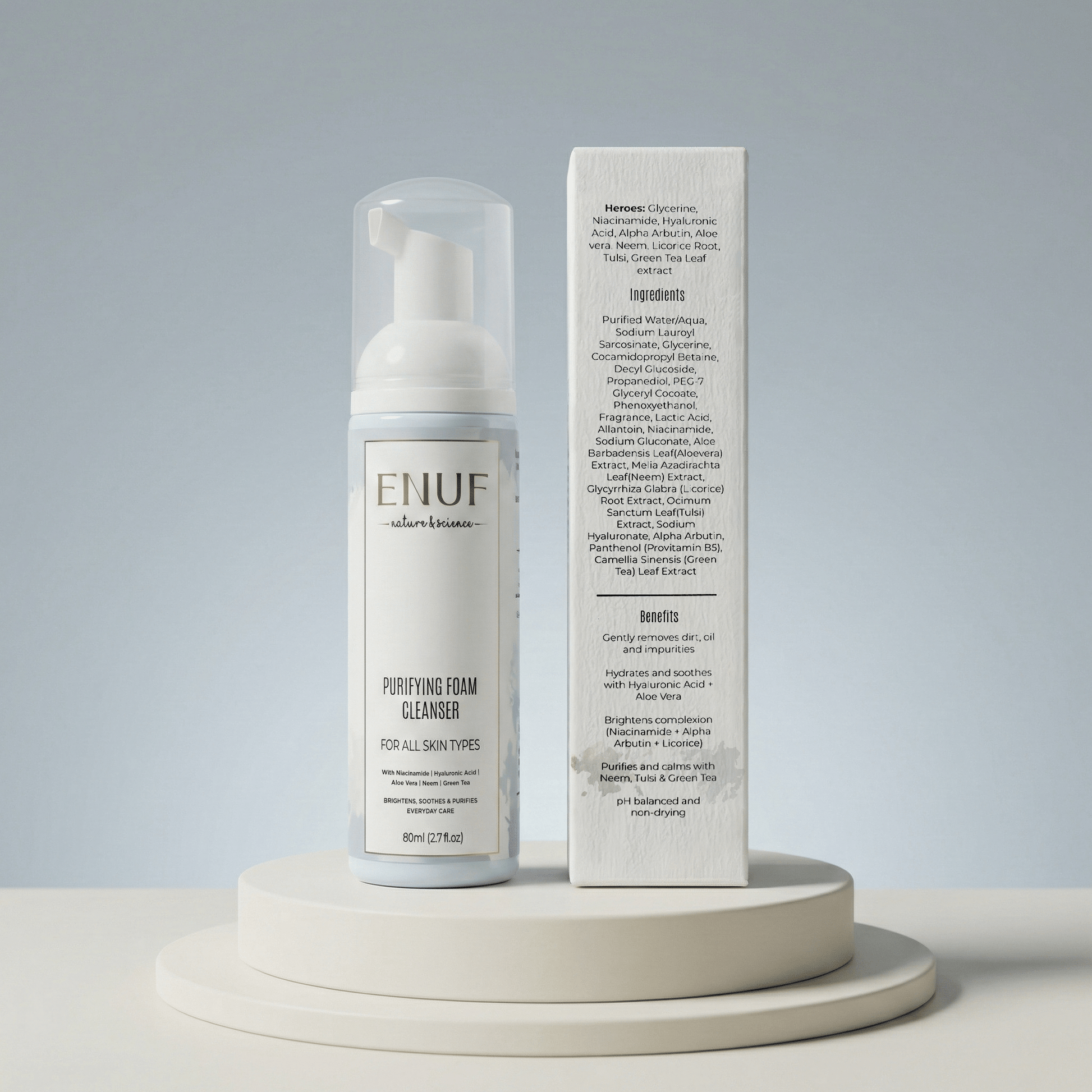 purifying foam face wash removing pollution oil dirt for clear skin ENUF cleanser