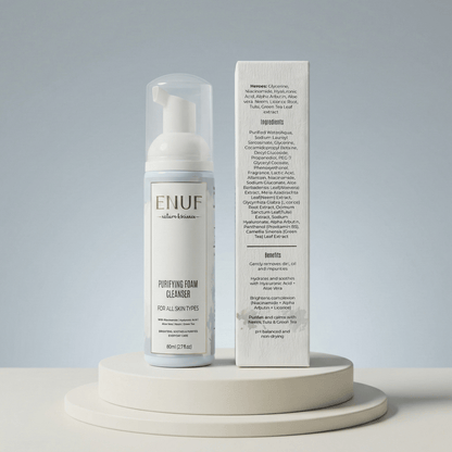 purifying foam face wash removing pollution oil dirt for clear skin ENUF cleanser