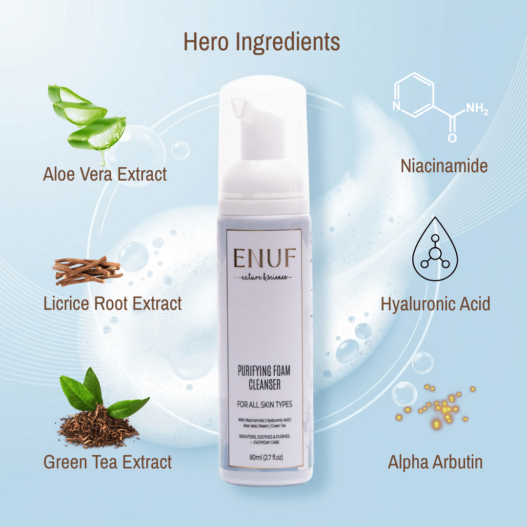 lightweight foaming cleanser texture for oily combination skin ENUF skincare